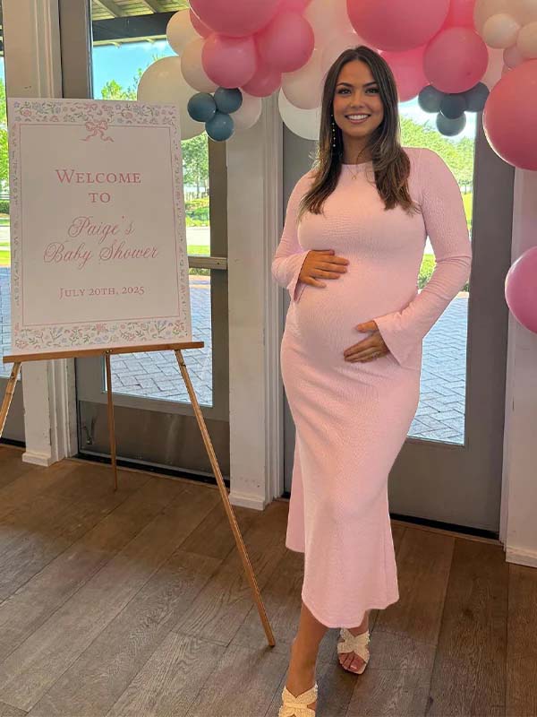 Maternity 2025 Light Pink Maternity Dress For Baby Shower Pink Lace Mesh  Overlay Maternity Maxi Dress