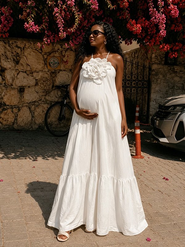 halterneck a line maxi dress Momyknows A-Line Halter Neck High Waisted Lace-Up Open Back Photoshoot Size:Size UK 6 Key features Gold tone macrame top Simplicity 1415 Sewing Pattern