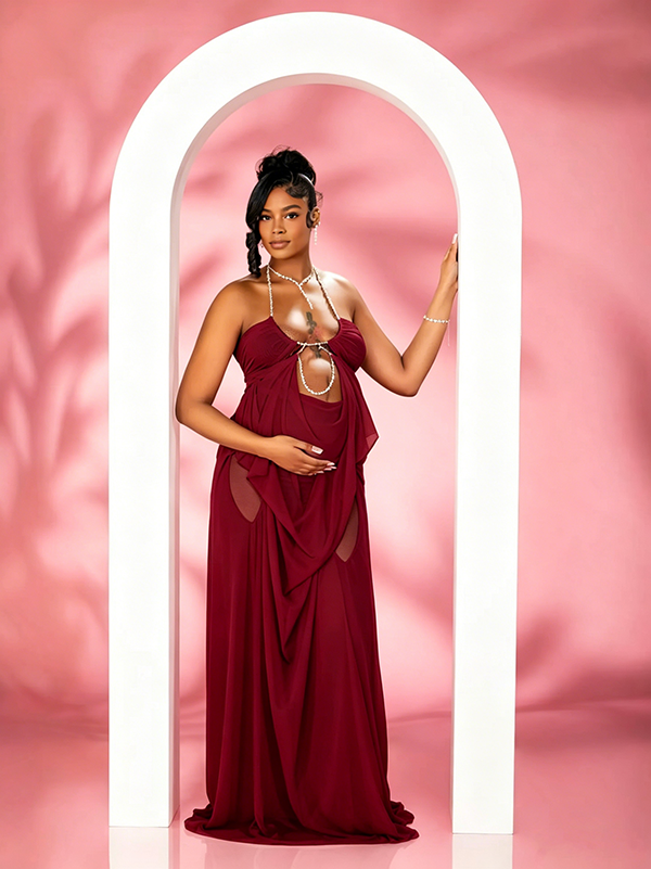 maternity photoshoot dress red Red Maternity Gown for Photo Shoot and Baby Showers
