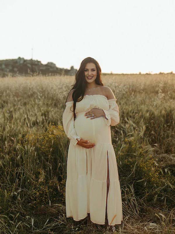 Maternity Photoshoot Outfits Off Shoulder Ruffle Maternity Maxi Dress -  Long Flowy Baby Shower & Photoshoot Dress Photoshoot Pregnancy Dress