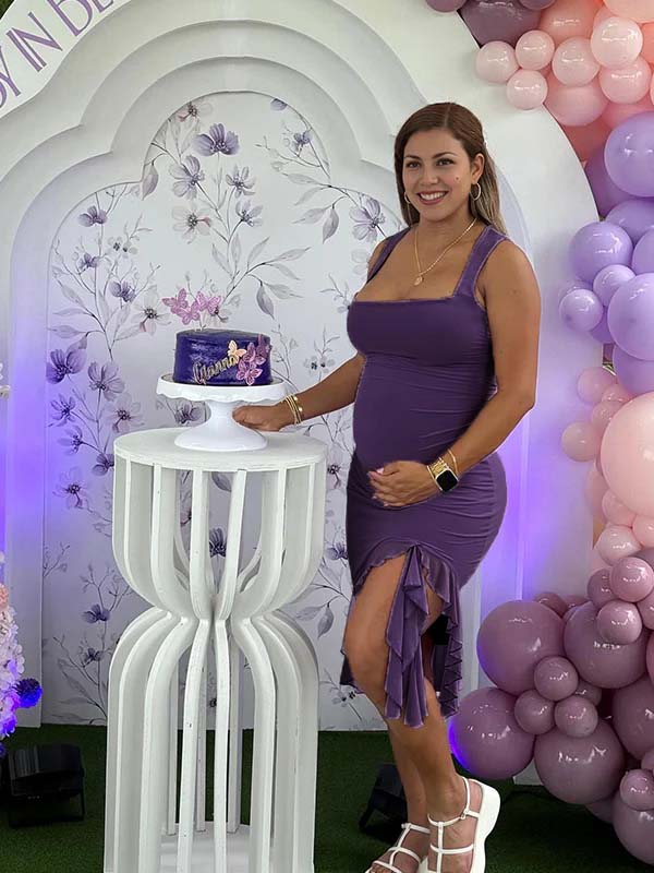 Momyknows Purple Spaghetti Strap Side Slit Edging Maternity Baby Shower Mini Dress Purple / L Momyknows Purple Spaghetti Strap Side Slit Edging Maternity Baby Shower Mini Dress Purple / L
