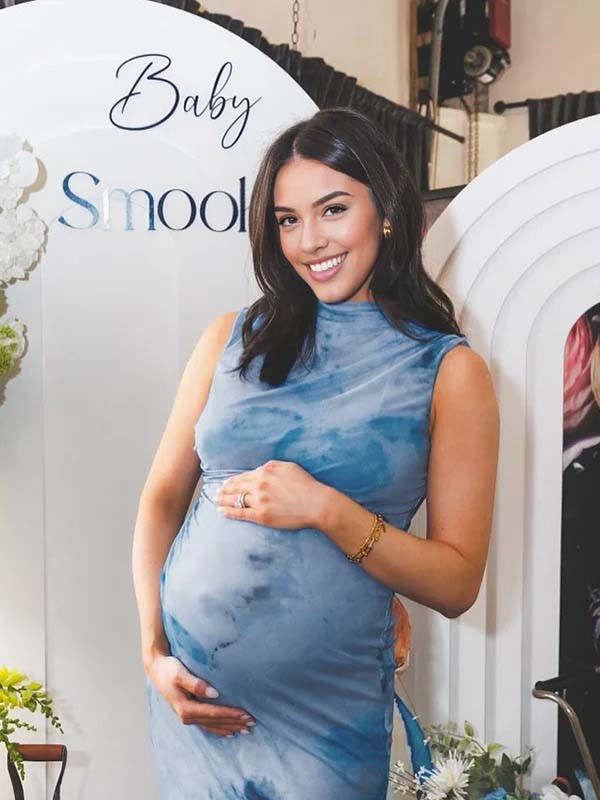 Momyknows Blue Ruffle Grenadine Flowers Bodycon Elegant Maternity Photoshoot Baby Shower Maxi Dress