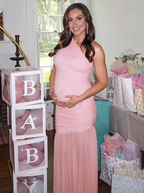 One Shoulder Mesh Ruched Mermaid Evening Gown Maternity Maxi Dress Momyknows One Shoulder Mesh Ruched Mermaid Evening Gown Maternity Maxi Dress Momyknows