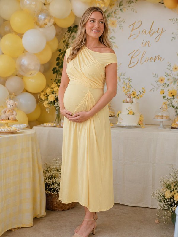 yellow gold maternity dress yellow maternity dress Yellow Self Patterned Cotton Maternity/Feeding Gown   Negen-parroquiadesanalbertomagno.com