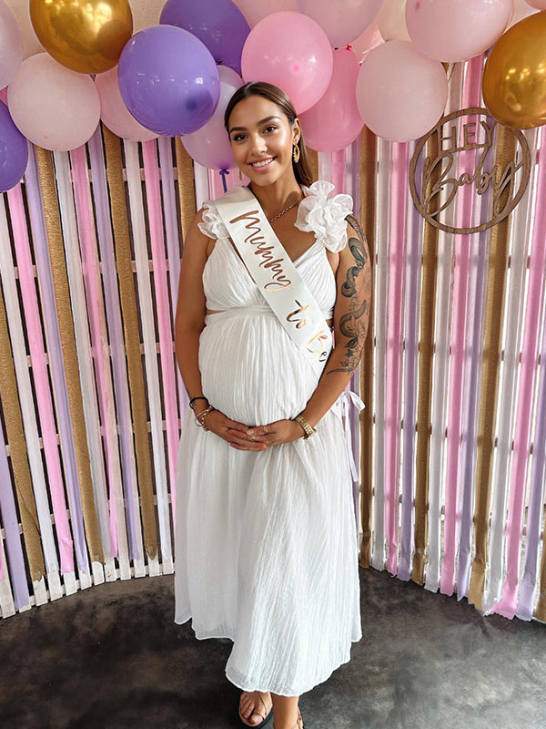 Momyknows White Flowy Big Swing Ruffle Falbala Backless Cami Elegant Beach Baby Moon Maternity Photoshoot Baby Shower Maxi Dress Momyknows White Flowy Big Swing Ruffle Falbala Backless Cami Elegant Beach Baby Moon Maternity Photoshoot Baby Shower Maxi Dress