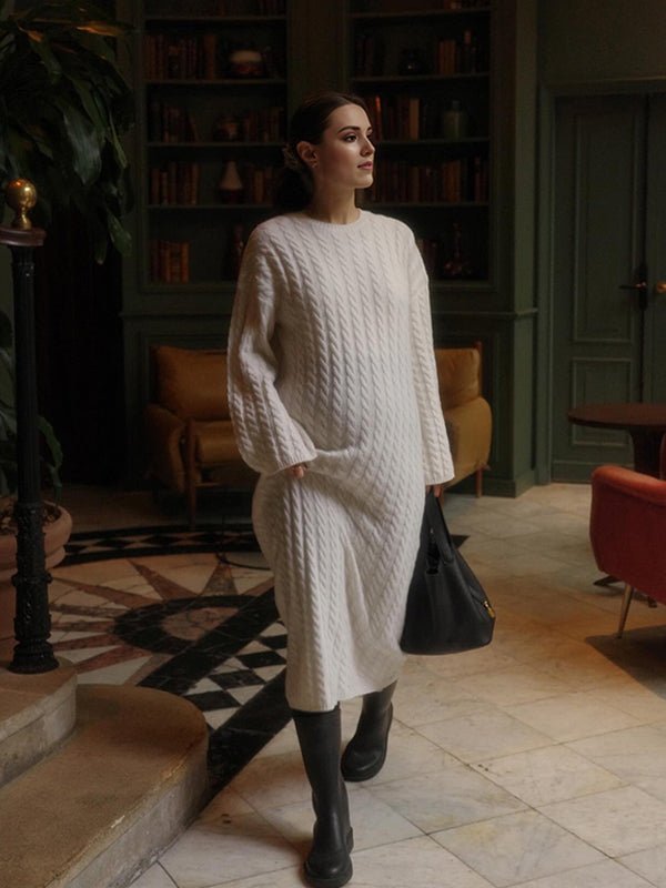 Momyknows Apricot Knit Ribbed Elegant Going Out Cozy Casual Maternity Sweater Maxi Dress, Apricot / L