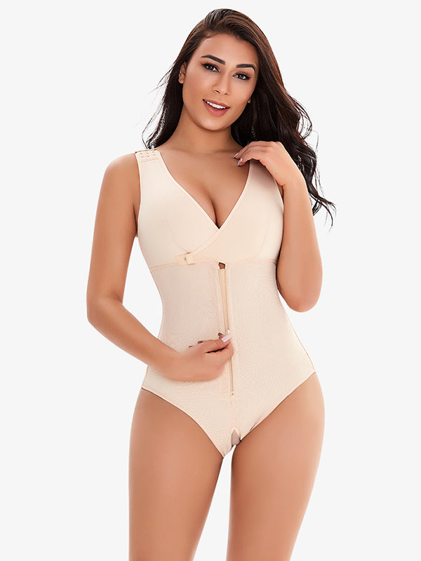 Momyknows Plus Size Zipper Adjustable Shoulder Strap Tummy Control Breastfeeding Maternity Bodysuit Postpartum Nursing Shaper