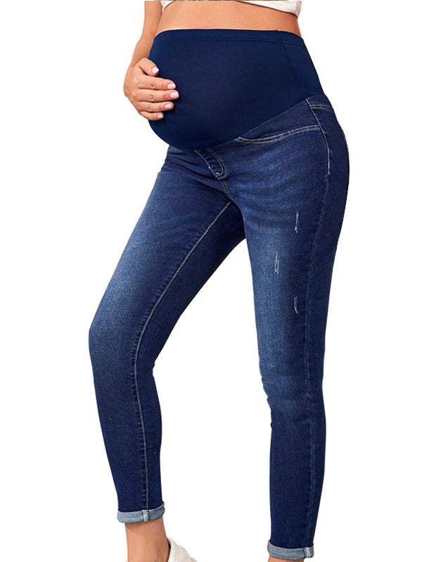 Momyknows Over Belly Comfy Stretch High Waisted Denim Pregnancy Pants Maternity Skinny Jeans