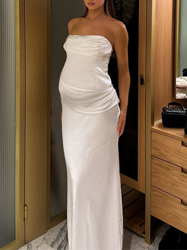 Ruffle Off Shoulder Bodycon Photoshoot Maternity Maxi Dress