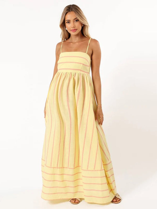 Momyknows Striped Flowy Photoshoot Maternity Maxi Dress