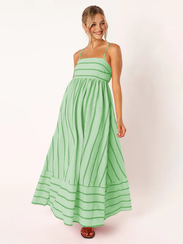 Momyknows Striped Flowy Photoshoot Maternity Maxi Dress