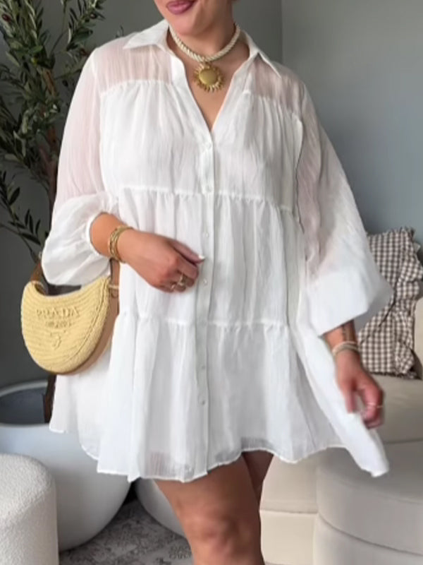 Momyknows Buttons Shirt Dress Photoshoot Maternity Mini Dresses
