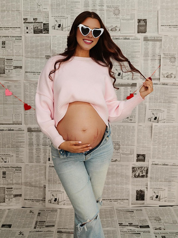 Momyknows Pinkt Oversized Streetwear Maternity Pullover Sweater