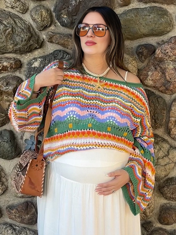 Momyknows Green Gingham loose Maternity Pullover Sweater