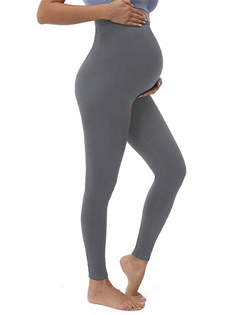Momyknows Grey High Waist Yoga Leggings Maternity Bottoms