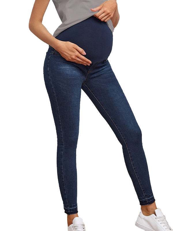 Momyknows Over Belly Skinny Stretchy Denim Pants Comfy Daily Maternity Jeans