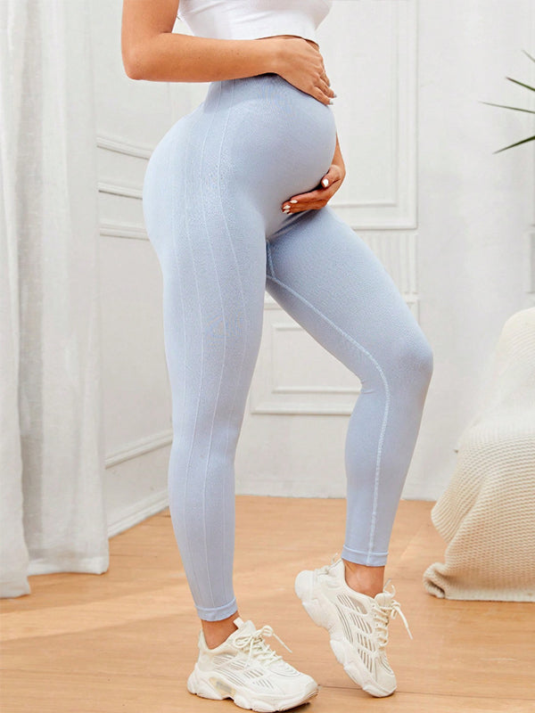 Momyknows Blue Over Belly Comfy Stretchy Maternity Yoga Leggings