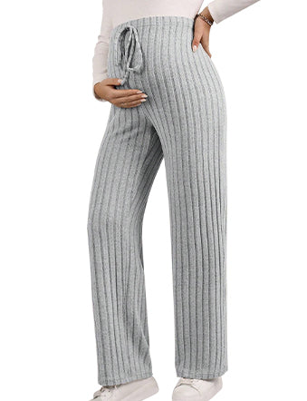 Momyknows Grey Adjust Waist Drawstring Daily Maternity Bottoms