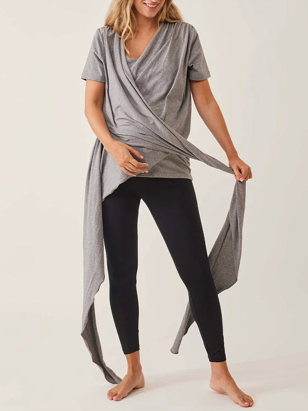 Momyknows Cross Breastfeeding Daily Casual Home Maternity Nursing Kangaroo Top