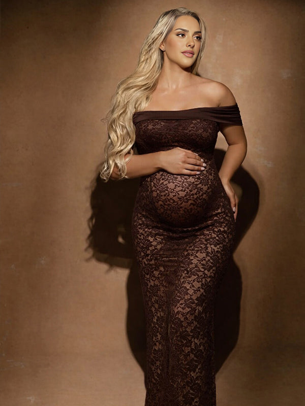 sheer lace maternity dress Willow Maternity Photoshoot Dress