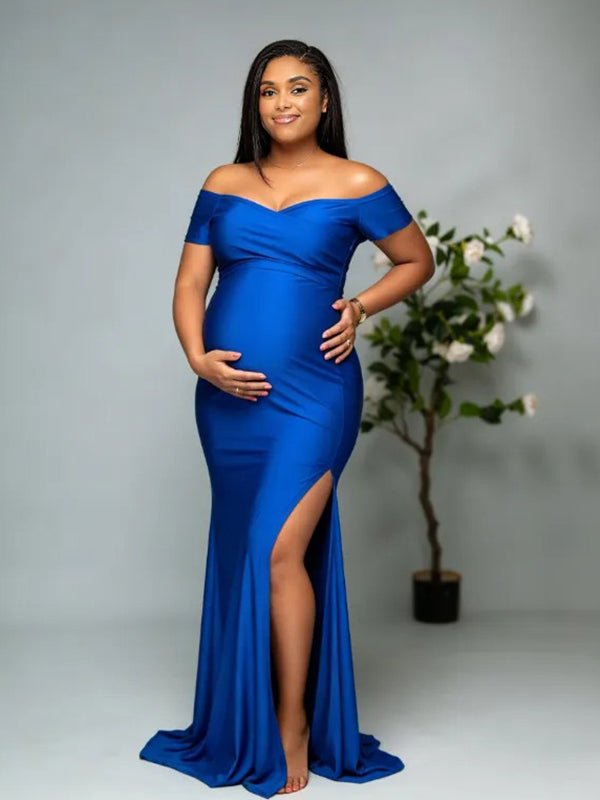 maternity photoshoot dress blue Angel Maternity Marisol 2 piece Maternity Photoshoot Dress in Baby Blue