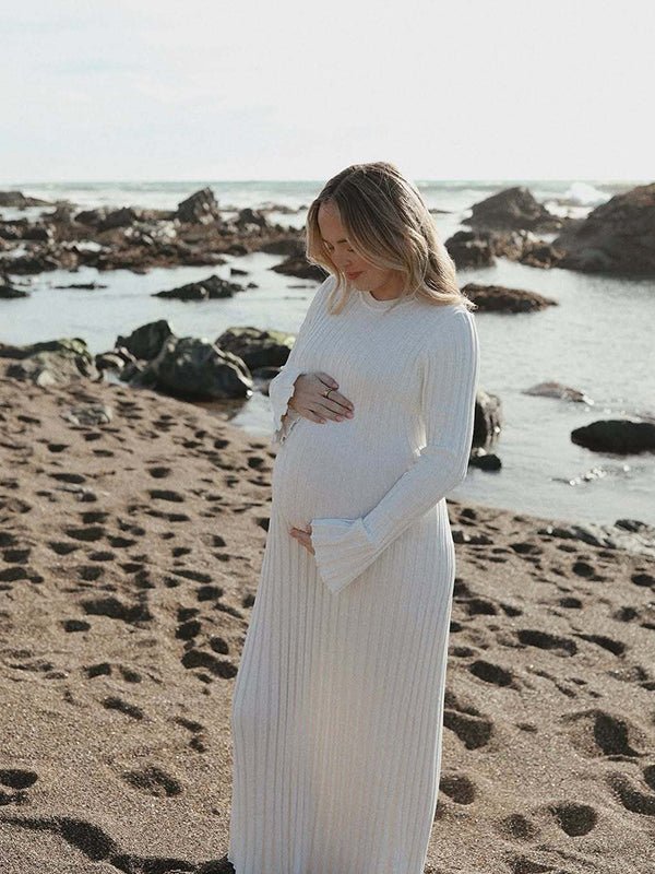 maxi maternity sweater dress Momyknows Solid Color Sashes Knit Lace-up High Waist Going Out Photoshoot Dress, White / 2XL Size:BOY-6XL-14/16 Years-FAMILY Overstock Hand-tufted Khingan Wool dark-green and count on reaching