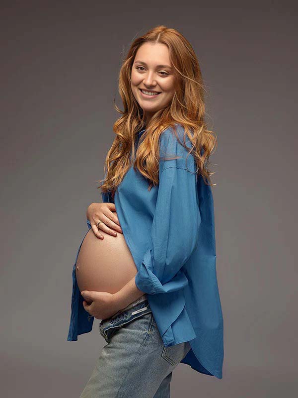 Momyknows Blue Buttons Irregularly Leisure Basic Maternity Photoshoot Shirt