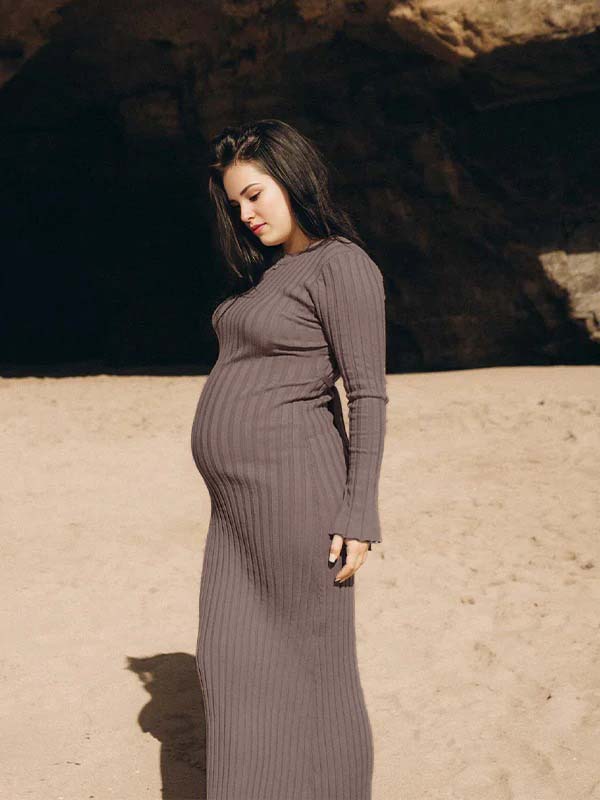 Round Collar Stripes Flare Sleeve Sweater