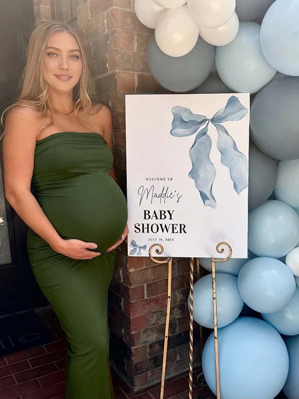 Momyknows Army Green Side Slit Backless Bodycon Maternity Baby Shower