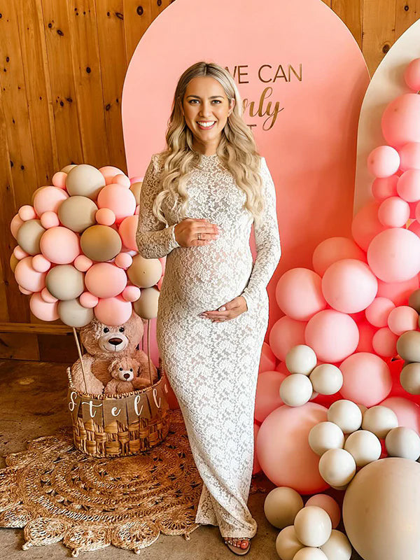 Momyknows White Lace Sheer Bodycon Elegant Cocktail Party Maternity — free download