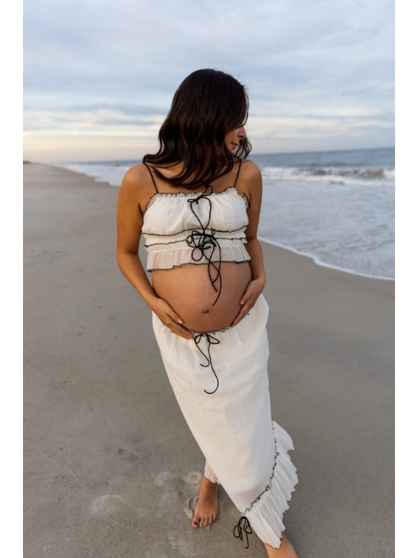 Momyknows White 2-in-1 Cake Ruffle Tie Cute Elegant Flowy Vacation Baby Shower Photoshoot Maternity Maxi Dress Momyknows White 2-in-1 Cake Ruffle Tie Cute Elegant Flowy Vacation Baby Shower Photoshoot Maternity Maxi Dress