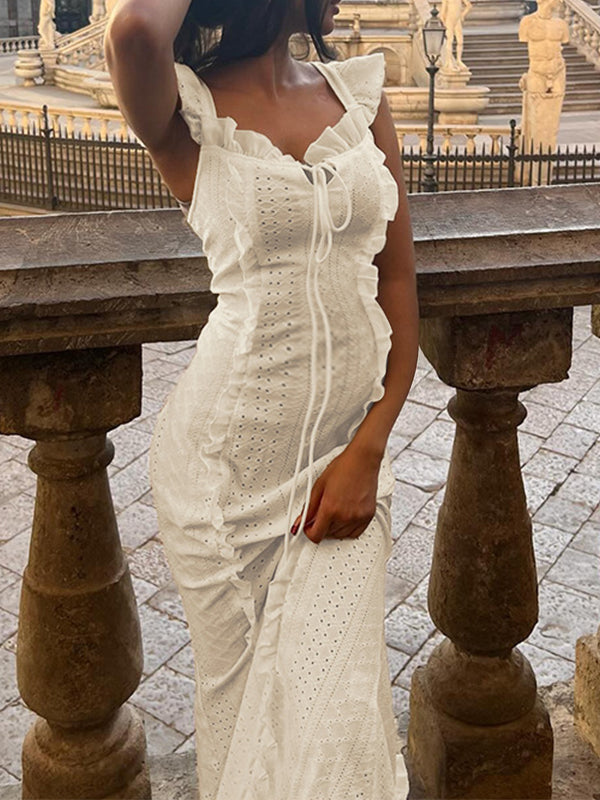 Momyknows Beige Off Shoulder Lace-up Maternity Photoshoot Maxi Dress