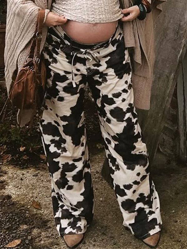 Momyknows Cow color High Waisted Tie Dye Photoshoot Maternity Trousers