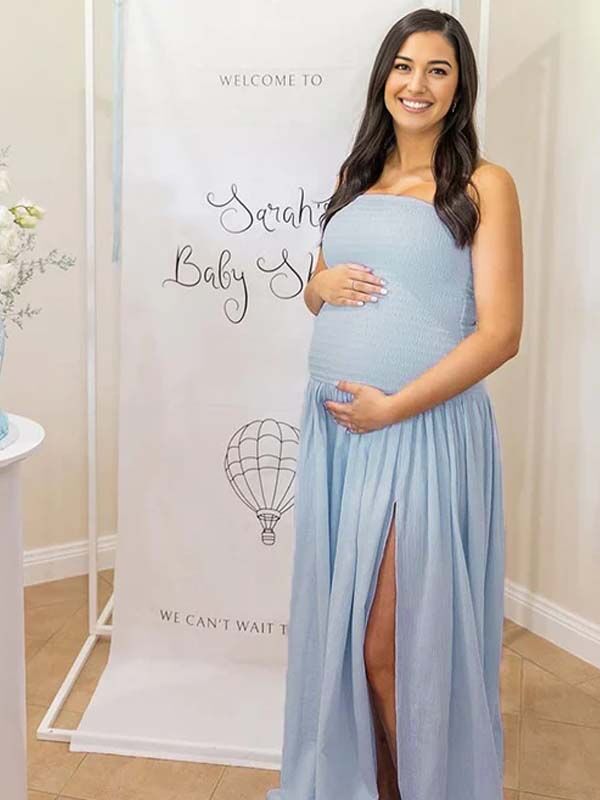 blue smocked maternity dress Provance Maternity Silk Unique Boho Dresses Plus size / swamp green main image 1