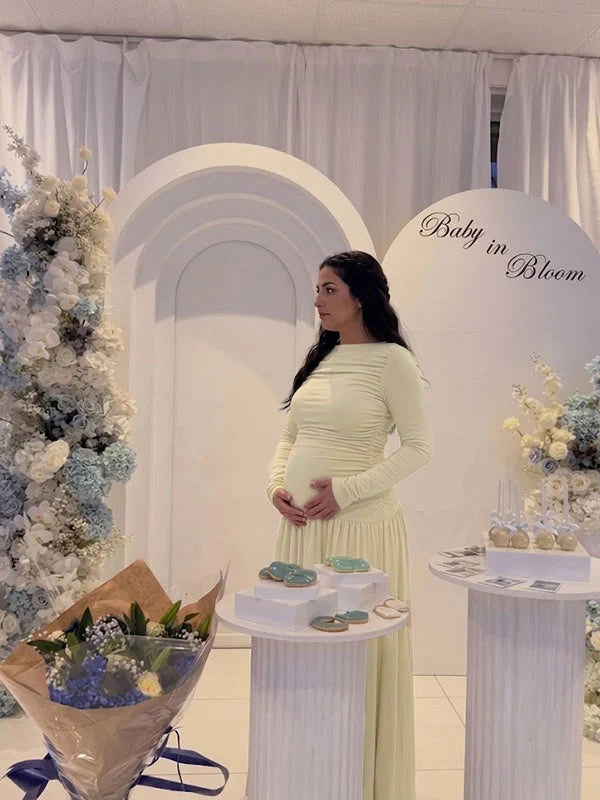 Elegant Ruched Baby Shower Maternity Maxi Dress