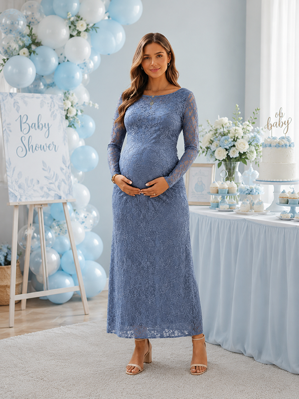 Elegant Lace Bodycon Mermaid Baby Shower Maternity Maxi Dress
