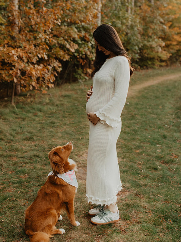 Momyknows White Knit Pleated Tie Back Ruffle Falbala Frill Hem Backless Big Swing Elegant Cocktail Party Gown Maternity Photoshoot Baby Shower Maxi Momyknows White Knit Pleated Tie Back Ruffle Falbala Frill Hem Backless Big Swing Elegant Cocktail Party Gown Maternity Photoshoot Baby Shower Maxi