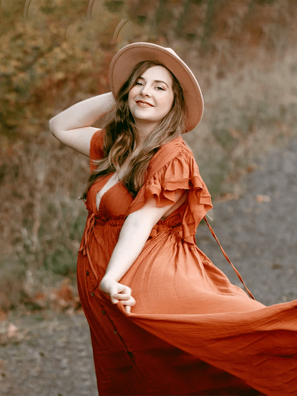 Momyknows Fall Rust Red Rustic Orange Boho Maternity Photoshoot Maxi Dress
