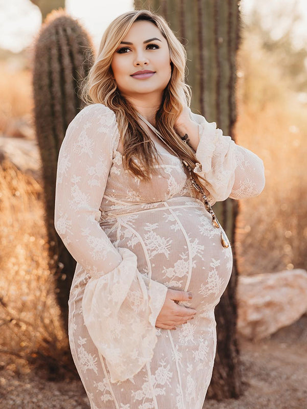 white lace maternity dress plus size PinkBlush White Lace Overlay Plus Maternity Maxi Dress