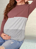 Momyknows Cut Out Gingham Round Neck Long Sleeve Babyshower Maternity Nursing Top