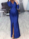 Momyknows Bright Silk Side Slit Plus Size Party Prengant Maternity Maxi Dress