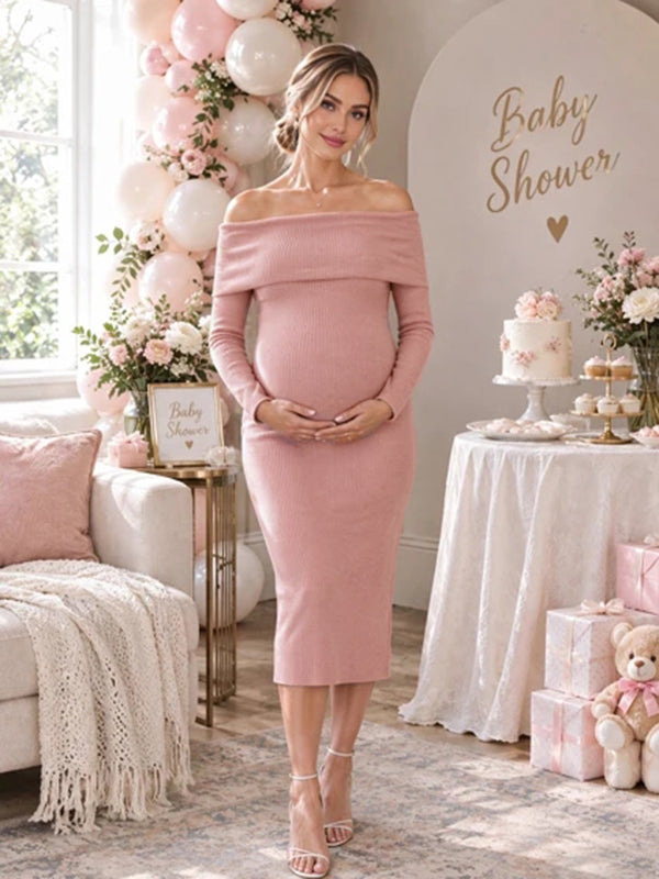 Daily Off Shoulder knitting Maternity Dresses