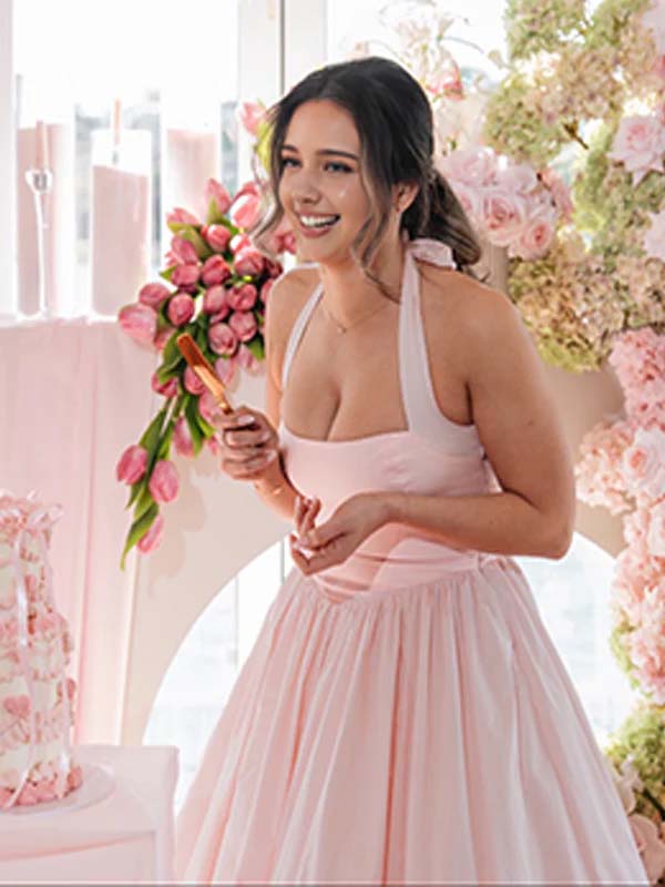 halter neck tutu dress Halter Neck Embroidered Tulle Dress Elilhaam