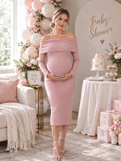 Daily Off Shoulder knitting Maternity Dresses