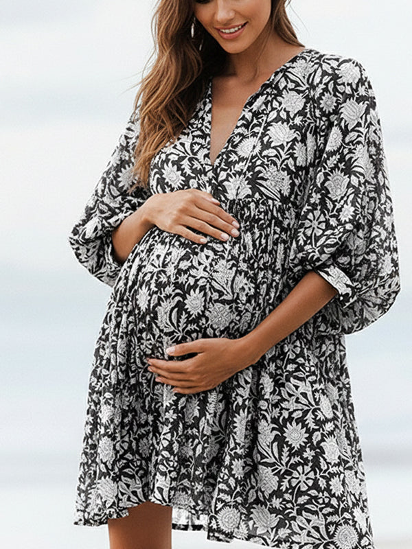black boho maternity dress SHEIN Black Summer Boho Maternity Dress,Bohemian Holiday Style Patchwork Print Sleeveless Maxi Dress,Women's Casual Long Outfits Fashion Maternity Clothes