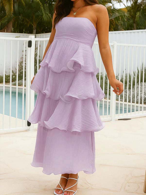 Bandeau Ruffle Tiered A-line Sweet Maternity Baby Shower Maxi Dress Momyknows Bandeau Ruffle Tiered A-line Sweet Maternity Baby Shower Maxi Dress Momyknows