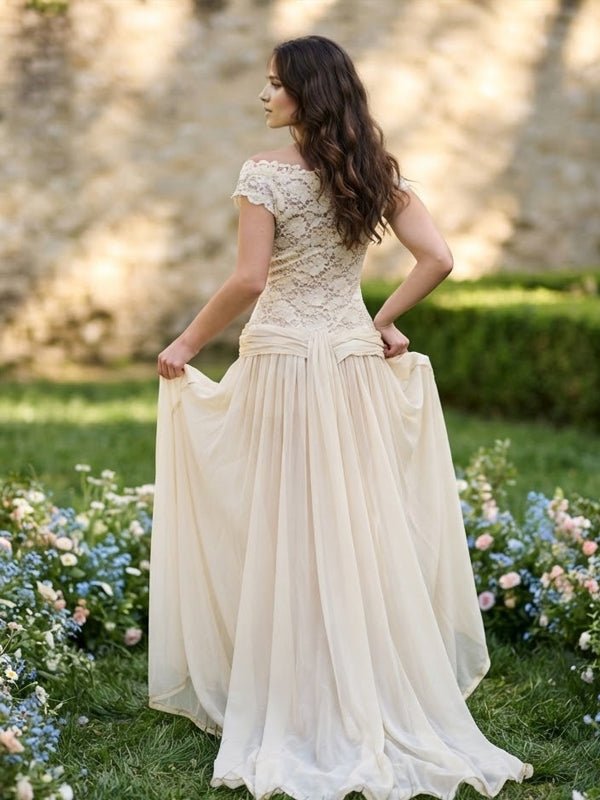 Momyknows Apricot Lace Grenadine Backless Solid Color A-Line Photoshoot Maternity Maxi Dress - Apricot - 3