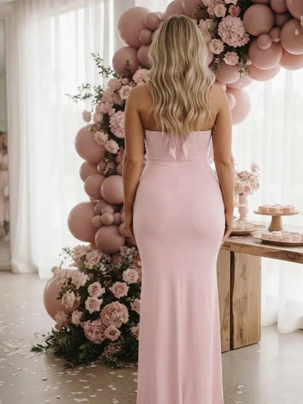 Momyknows Pink Halter Neck Ruched Sheer Lace Up Backless Maternity Baby Shower Maxi Dress - Pink - 3