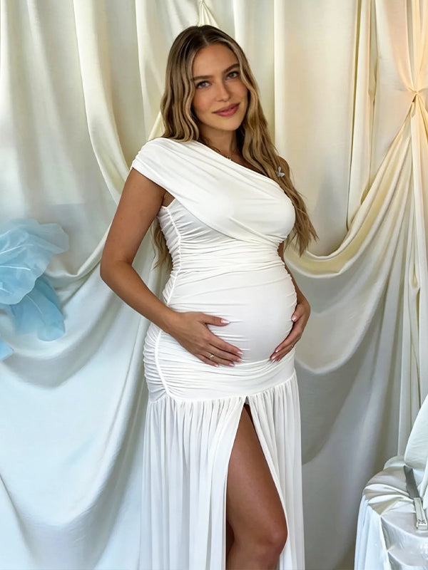 bebe white dress one shoulder Emeline Midi Dress