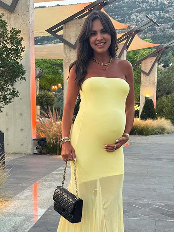 Momyknows Yellow High Waisted Grenadine Maternity Photoshoot Maxi Dress